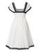 [Pre-Sale] White 1940s Cotton Lace Stripe Cap Sleeve Nightdress