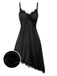 [Pre-Sale] Black 1960s Lace Patchwork Irregular Hem Slip Nightgown