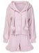[Pre-Sale] Pink 1950s Plush Bunny Ears Hoodie Pajamas
