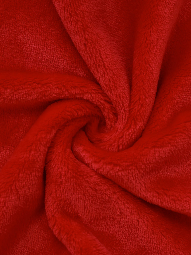 [Pre-Sale] Red 1940s Faux Fur V-Neck Pom Pom Hooded Robe