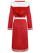 [Pre-Sale] Red 1940s Faux Fur V-Neck Pom Pom Hooded Robe