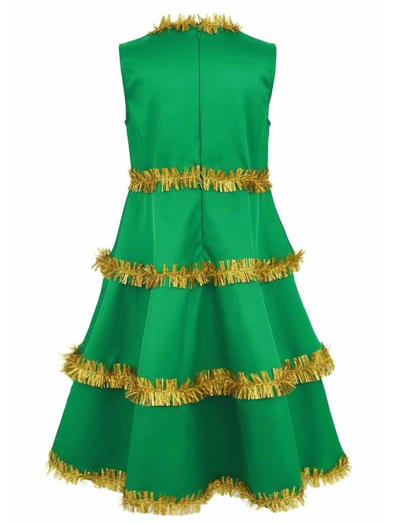 Green 1960s Christmas Tree Tiered Dress Set