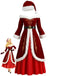 Red 1930s Christmas Velvet Faux Fur Trim Dress