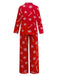 Red 1950s Christmas Snowflake Candy Cane Pajama Set