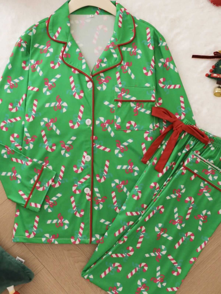 1950s Christmas Candy Cane Pajama Set