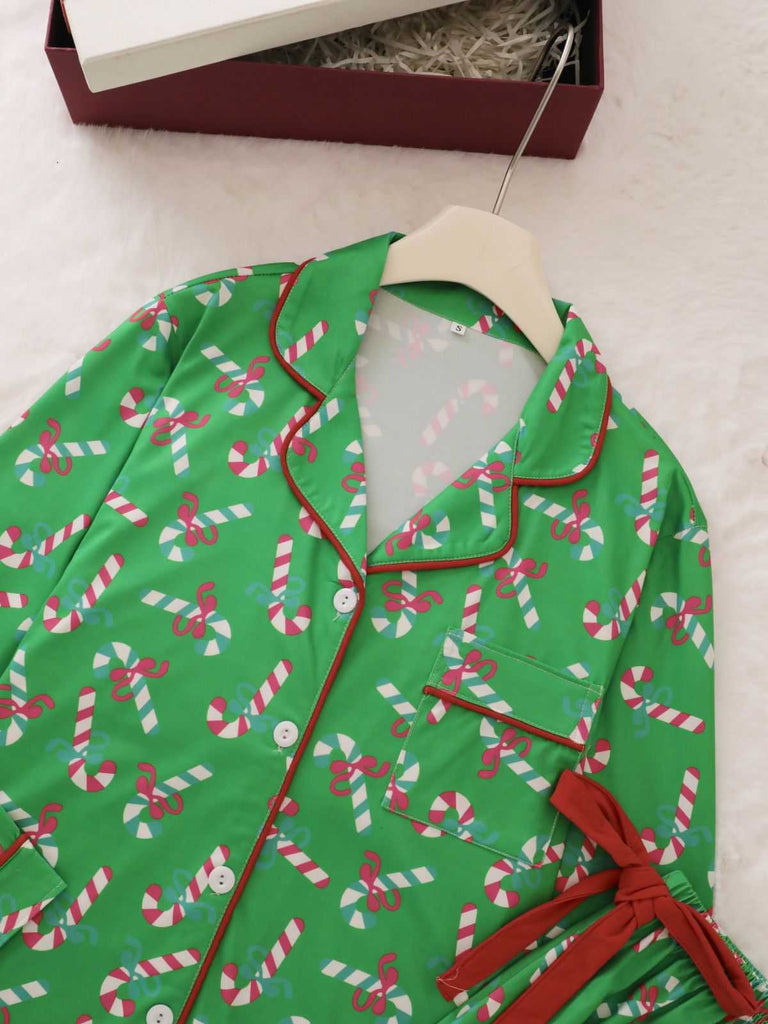 1950s Christmas Candy Cane Pajama Set