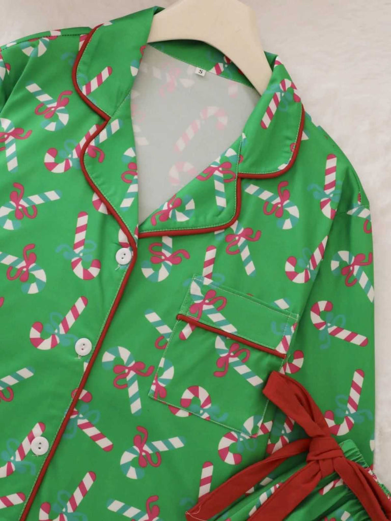 1950s Christmas Candy Cane Pajama Set