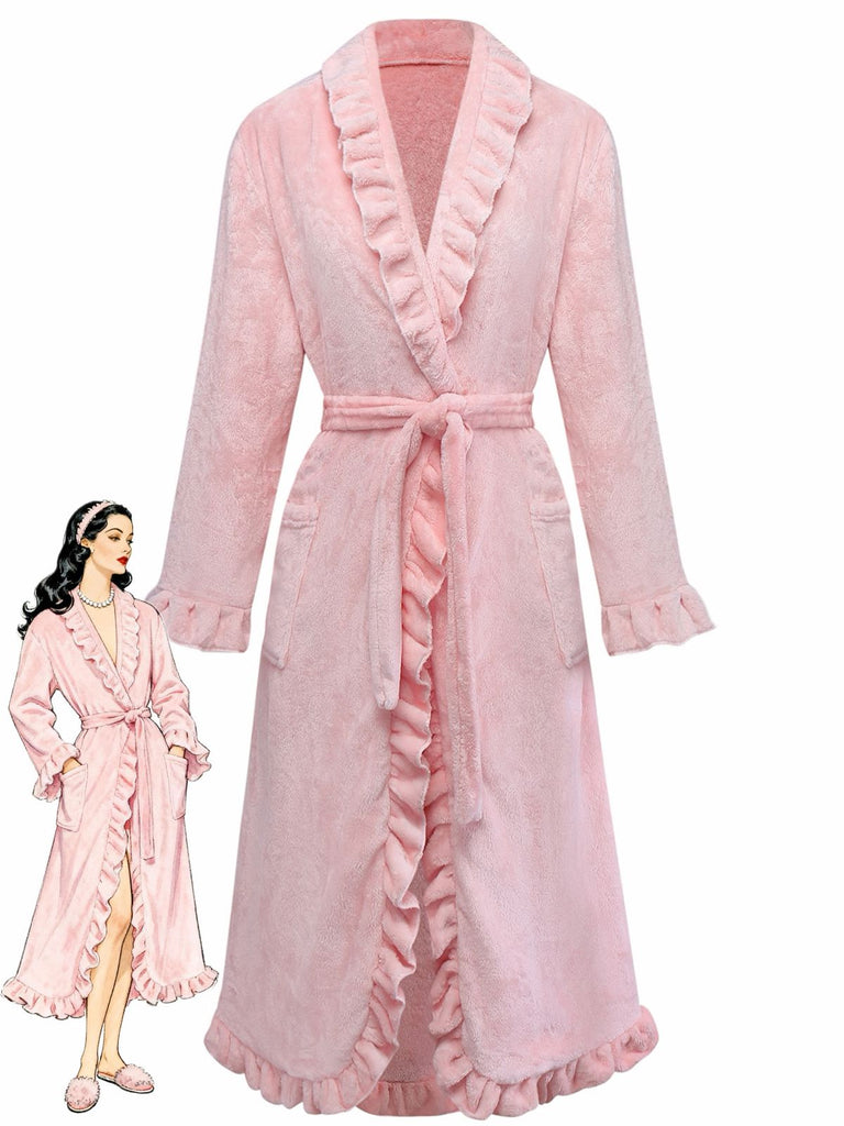 1930s Long Sleeve Flannelette Pajama Robe