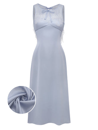 [Pre-Sale] Light Blue 1930s Back Cutout Lace Patchwork Nightgown