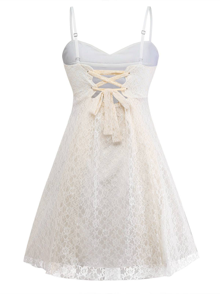 [Pre-Sale] Apricot 1950s Floral Embroidered Lace Slip Nightgown