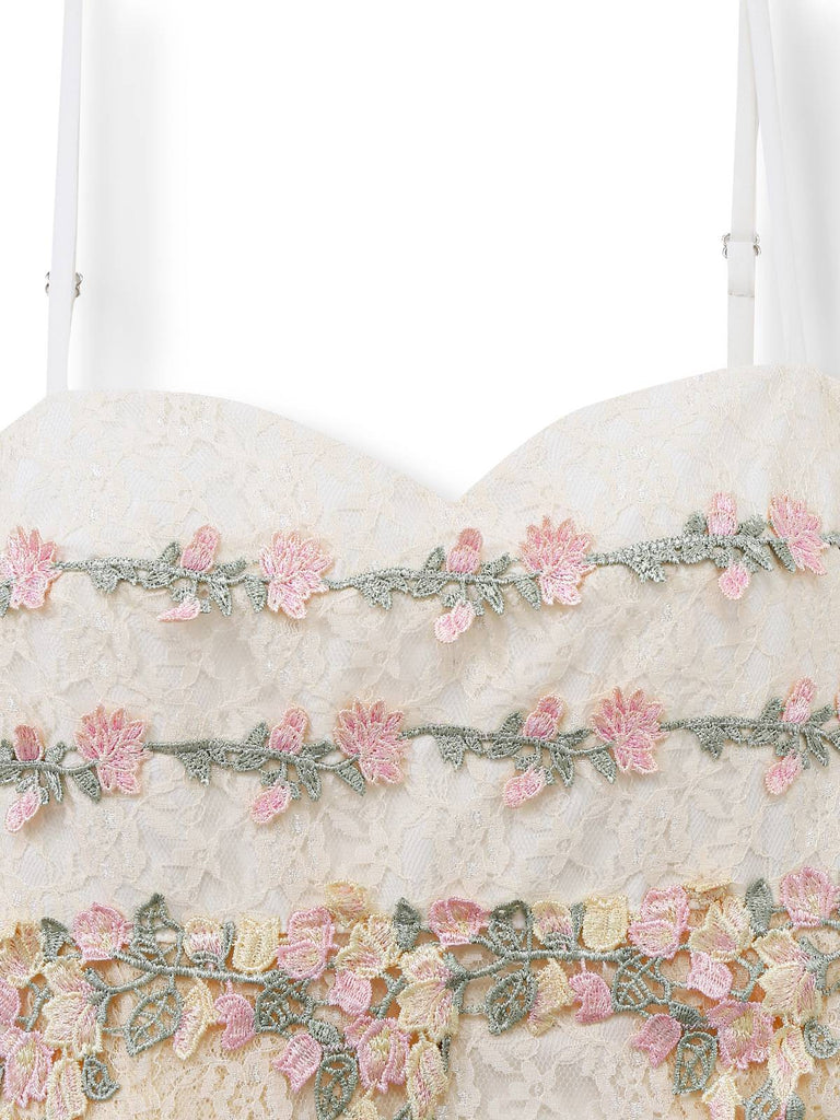 [Pre-Sale] Apricot 1950s Floral Embroidered Lace Slip Nightgown