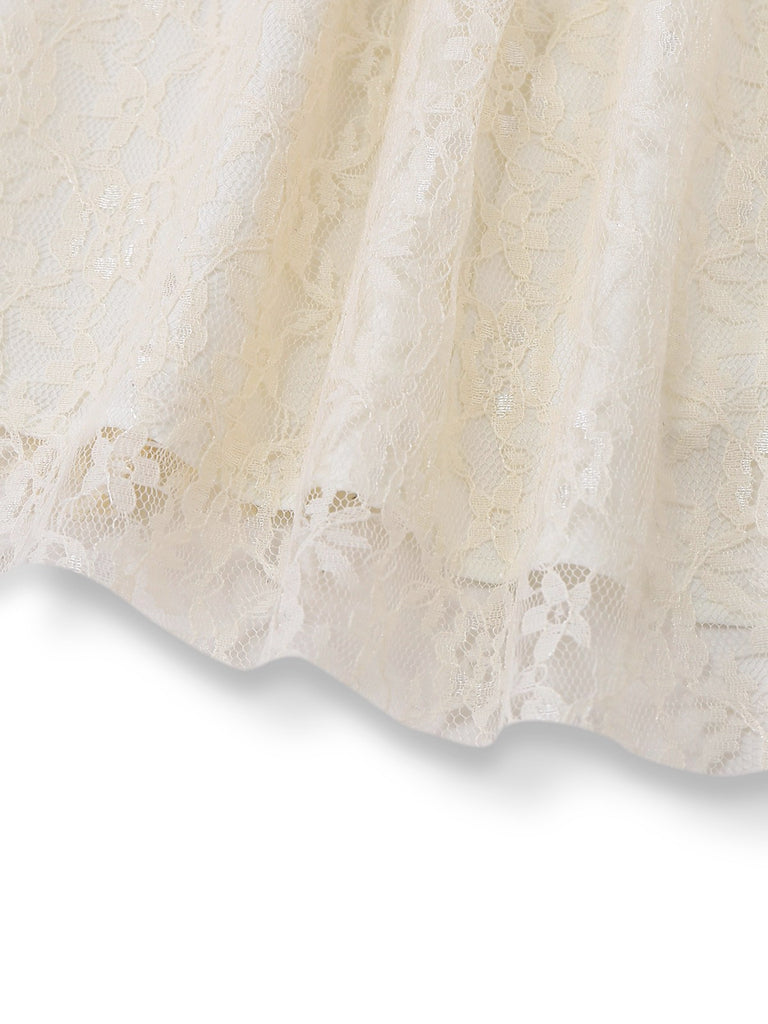 [Pre-Sale] Apricot 1950s Floral Embroidered Lace Slip Nightgown