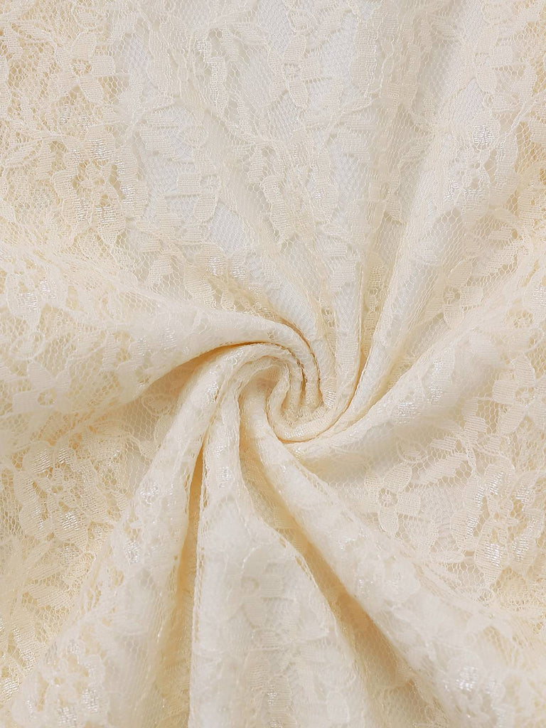 [Pre-Sale] Apricot 1950s Floral Embroidered Lace Slip Nightgown