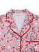 Pink 1940s Christmas Candy Cane Long Pajama Set