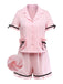 [Pre-Sale] Pink 1950s Heart Ruffled Gingham Bow Ribbons Pajama Set