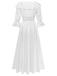 [Pre-Sale] White 1960s Victoria Lace-Up Puff-Sleeve Maxi Nightgown