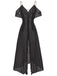1930s Solid Mesh Ruffle Cold-Shoulder Slit Nightdress