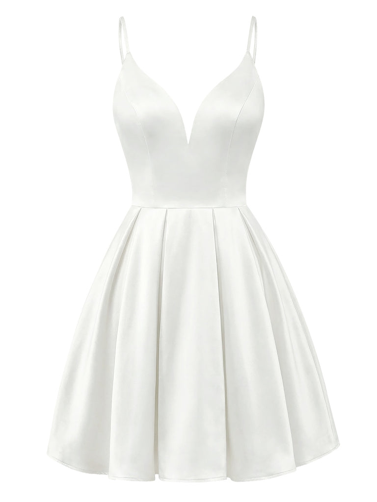 [Pre-Sale] White 1960s Angel Wings Satin Pleated Nightgown