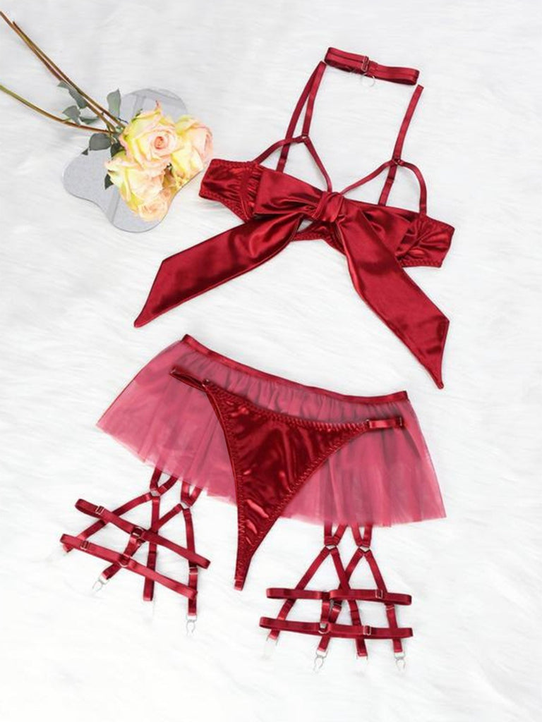 1960s Bow Mesh Patchwork Pajamas Set