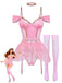 4PCS Pink 1960s Glitter Ballet Tutu Body Lingerie