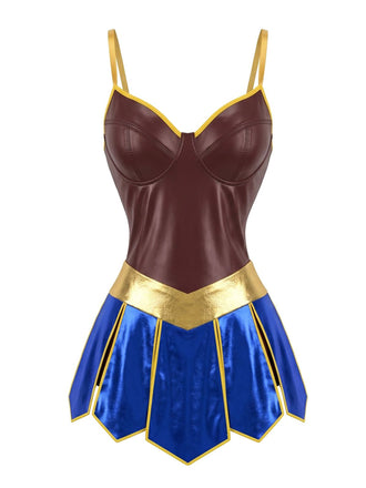 1980s Metallic Superhero Cosplay Nightgown Set