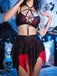 Red Black 1980s Mesh Nightgown 4