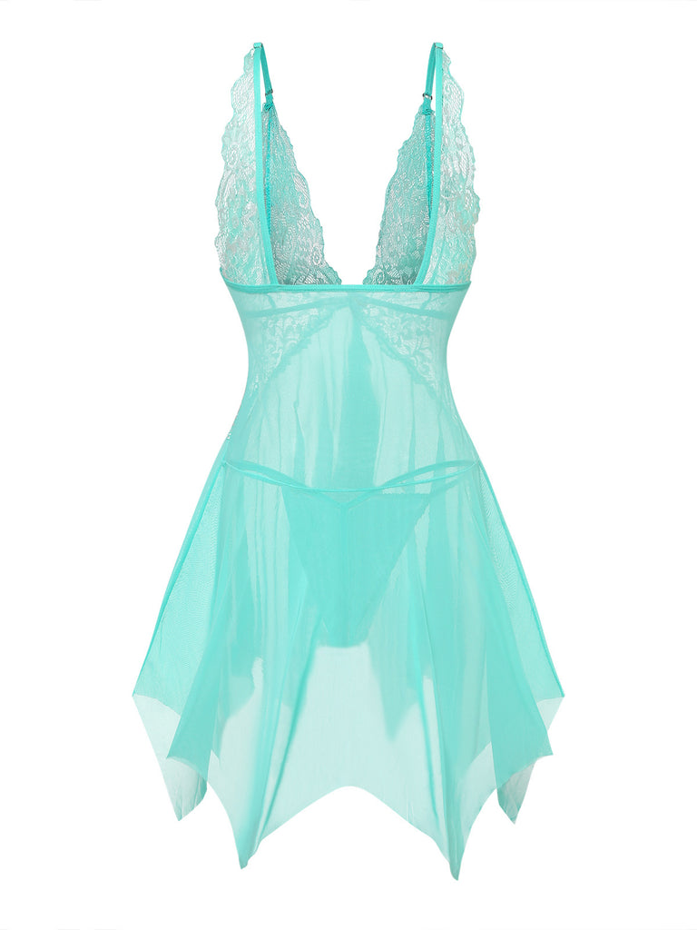 1980s Lace Mesh Sleepwear Classic Nightgown 5