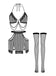 Black White 1980s Lace Striped Two Piece Set