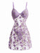 Lavender 1970s Mesh 3D Butterfly Embroidery Slip Nightgown