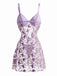 Lavender 1970s Mesh 3D Butterfly Embroidery Slip Nightgown