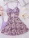 Lavender 1970s Mesh 3D Butterfly Embroidery Slip Nightgown