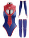 Red & Blue 1980s Spider Web One Piece Pajama with Sleeves