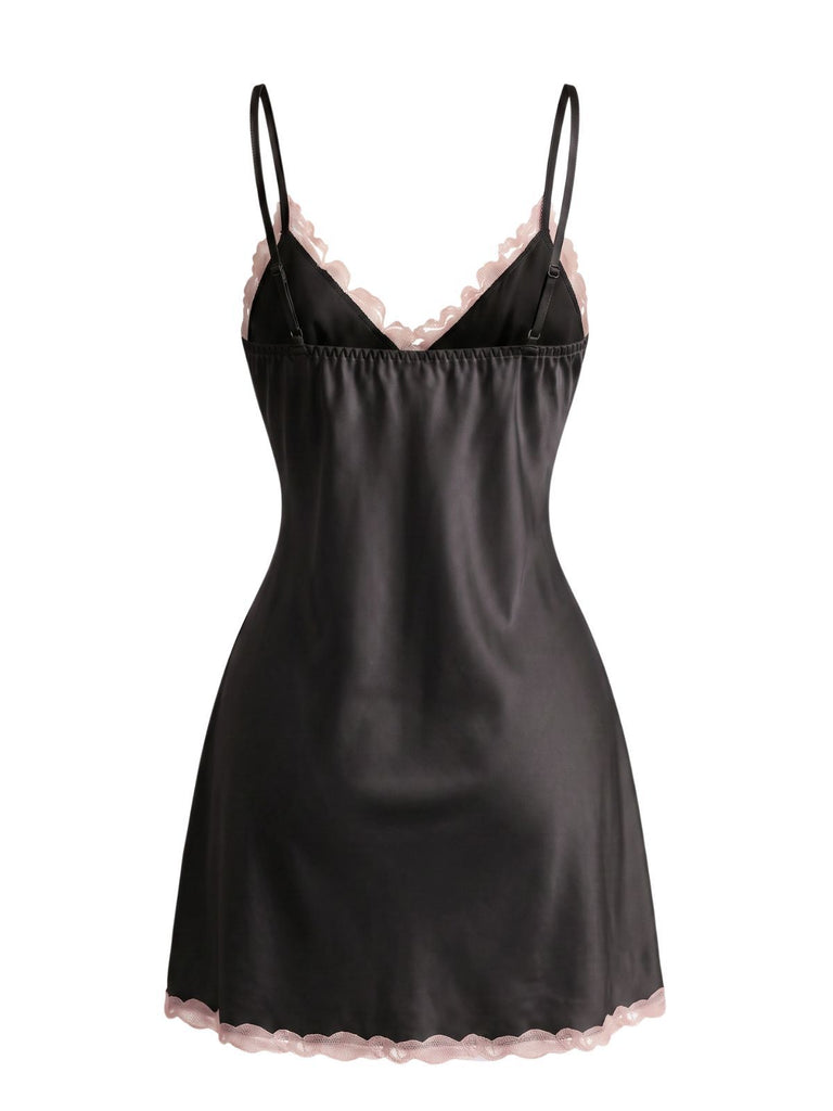 1930s Satin Lace Trim Slip Nightgown