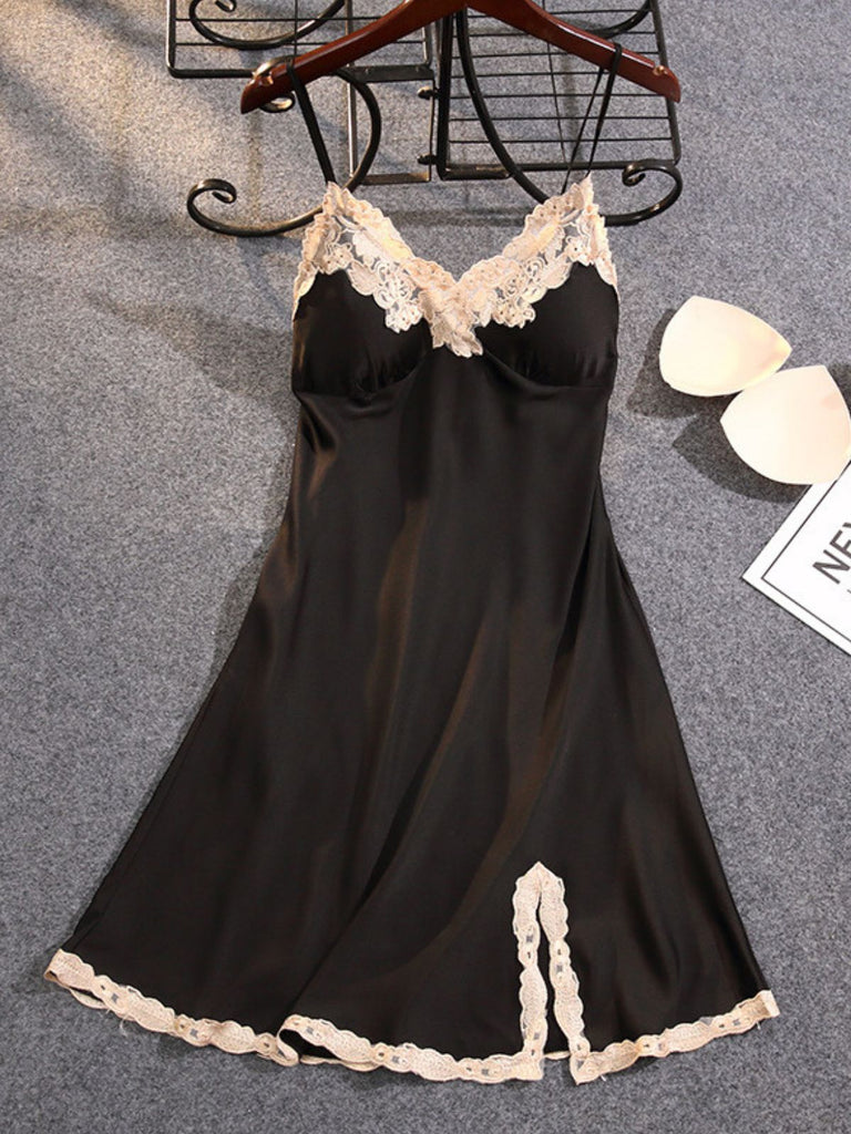 1930s Satin Lace Trim Slip Nightgown