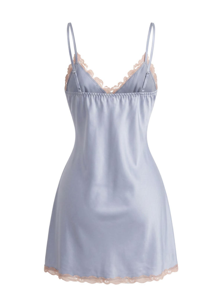 1930s Satin Lace Trim Slip Nightgown