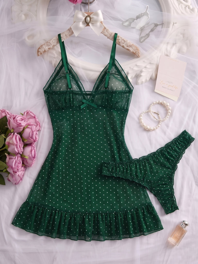Black 1950s Polka Dot Nightgown 4