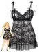 Black 1950s Lace Halter Nightgown 1