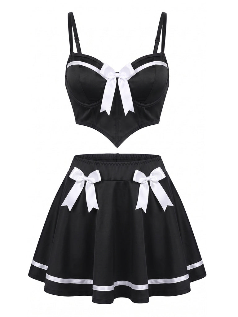 Black 1950s Bow Halter Nightgown 1