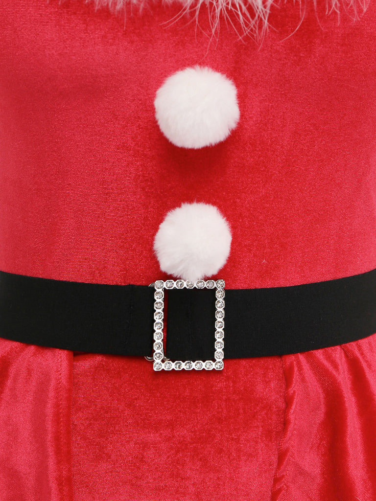 Red 1960s Christmas Velvet Nightgown 4
