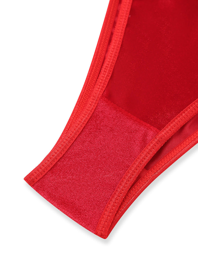 Red 1960s Christmas Velvet Nightgown 9