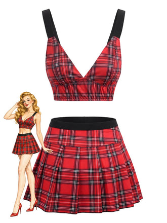 Red 1960s Christmas Plaid Nightgown 1