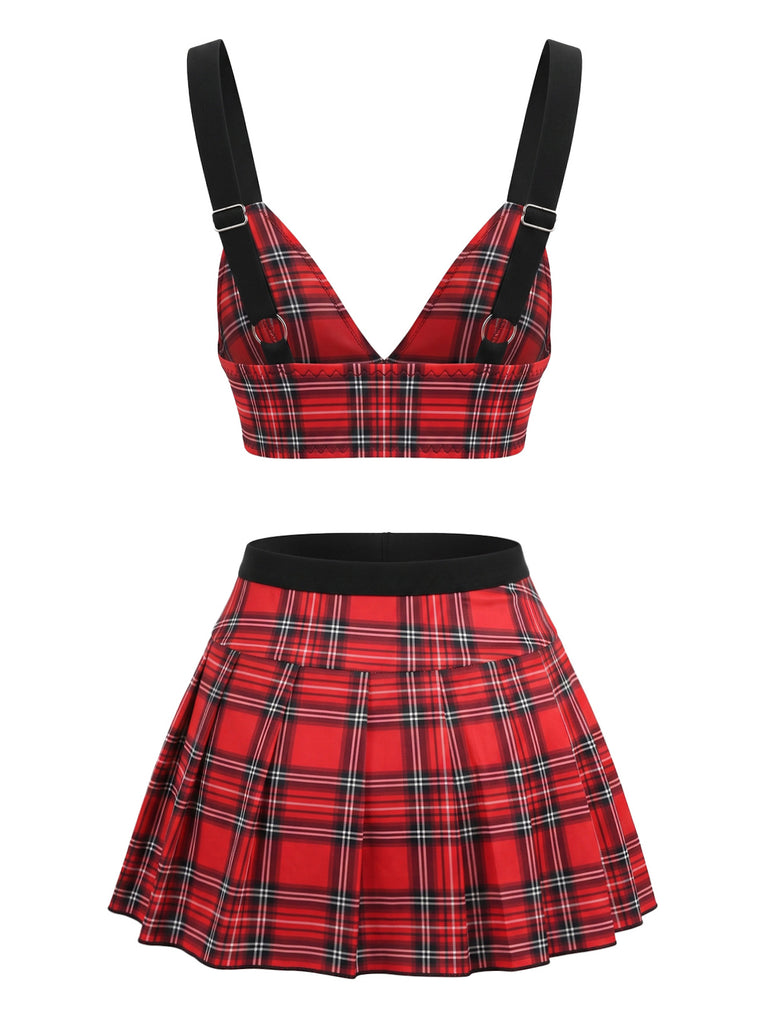 Red 1960s Christmas Plaid Nightgown 3