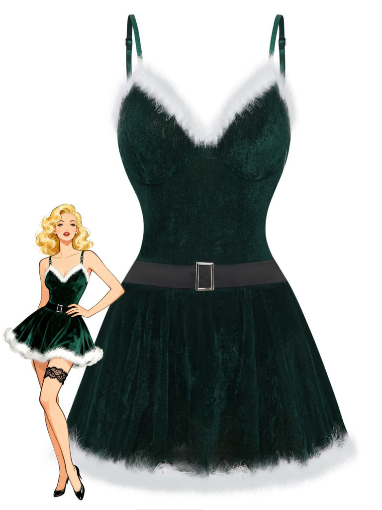 Velvet Christmas Print Long Sleeve Nightgown 3