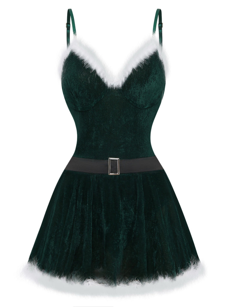 Velvet Christmas Print Long Sleeve Nightgown 4
