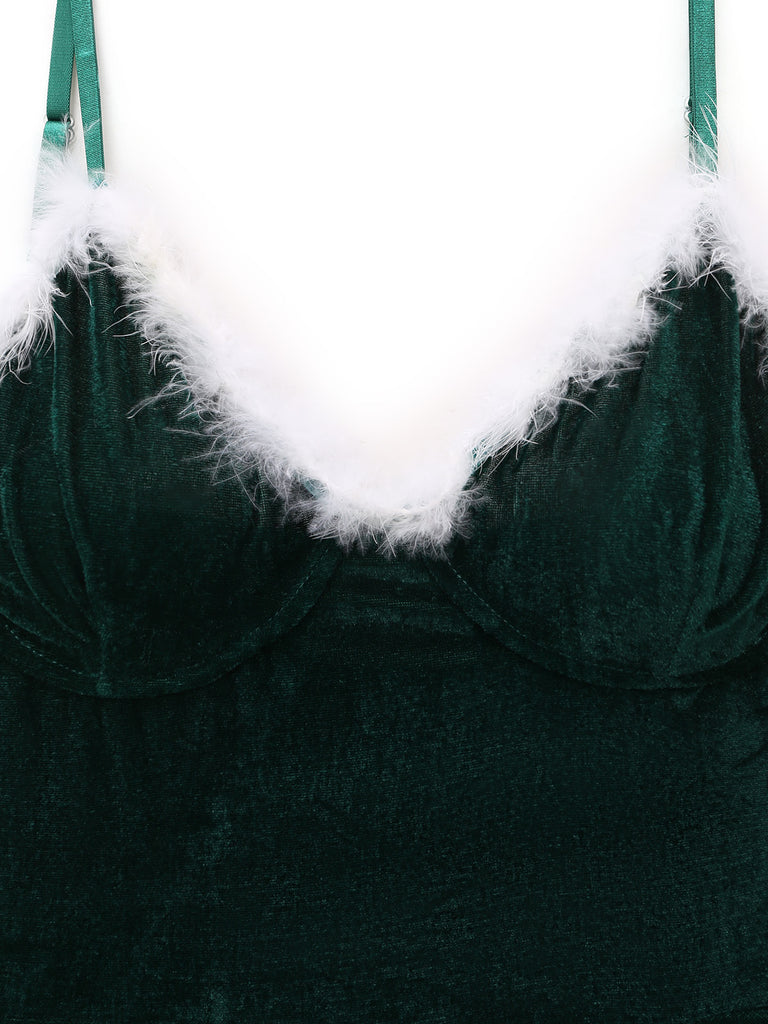 Velvet Christmas Print Long Sleeve Nightgown 6