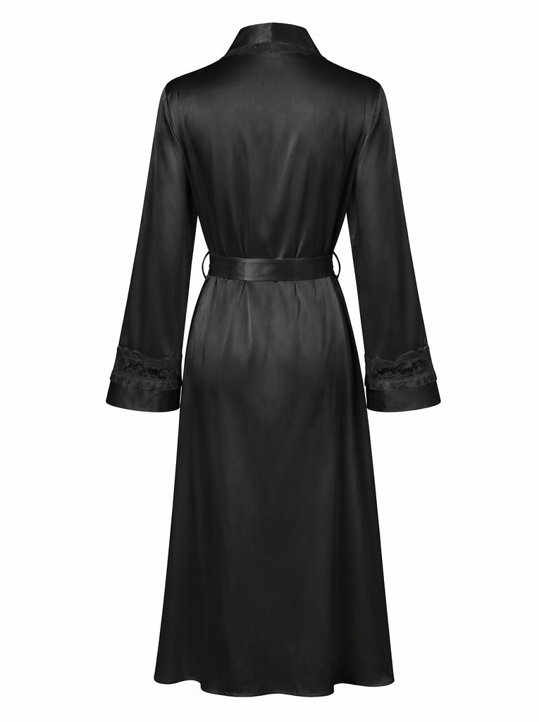 1950s Lace Satin Nightgown 9
