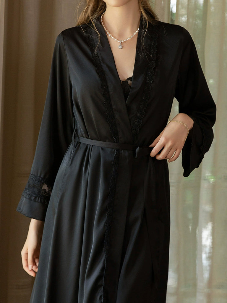1950s Lace Satin Nightgown 10