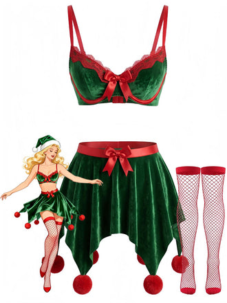 Green 1960s Christmas Nightgown 1