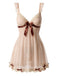 Sheer Mesh Bow Deep V Babydoll Nightgown 1