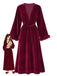 Red Velvet Belted Faux Fur Trim Robe 1